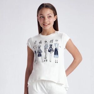 Mayoral White Tee with Fashion Print